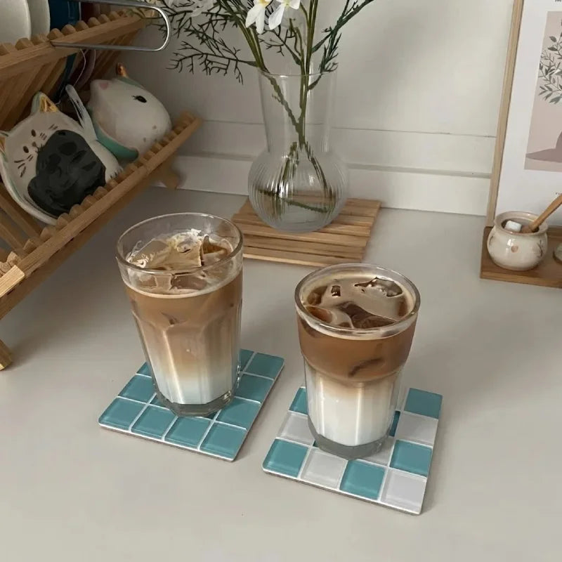 Checker Tile Coaster Set