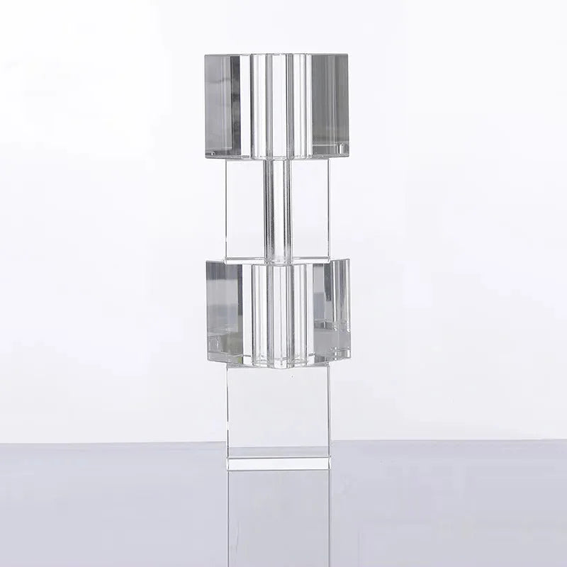 Pixel Block Crystal Glass Vase Medium Clear