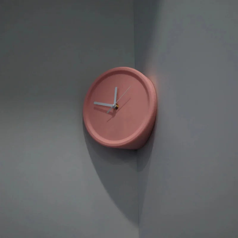 Axis Corner Wall Clock Pink Inner Unnumbered