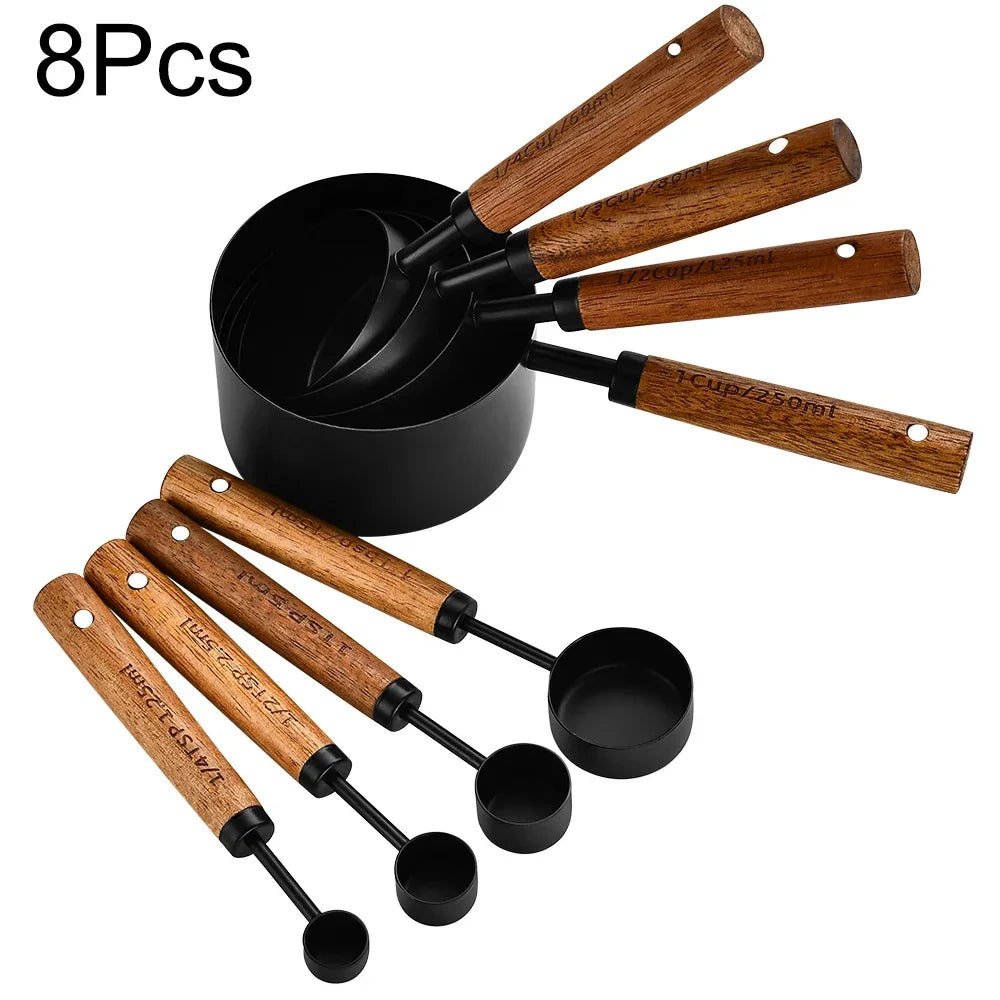 Rustic Measuring 8-Piece Spoon Set Black