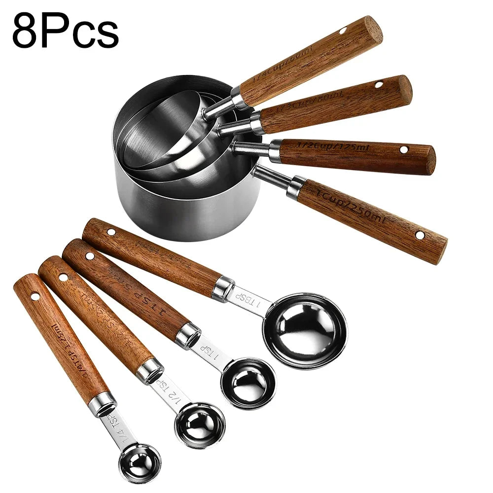 Rustic Measuring 8-Piece Spoon Set Silver