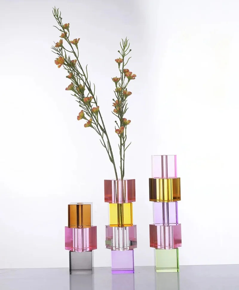Pixel Block Crystal Glass Vase