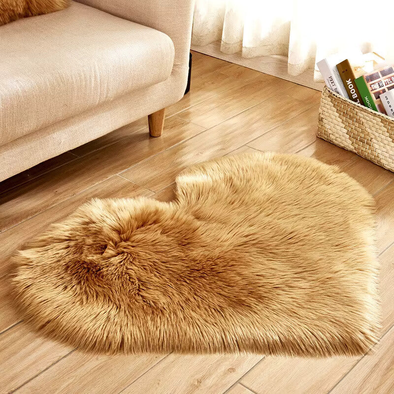 Heart Plush Rug Khaki