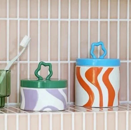 Groovy Glaze Ceramic Storage Jar