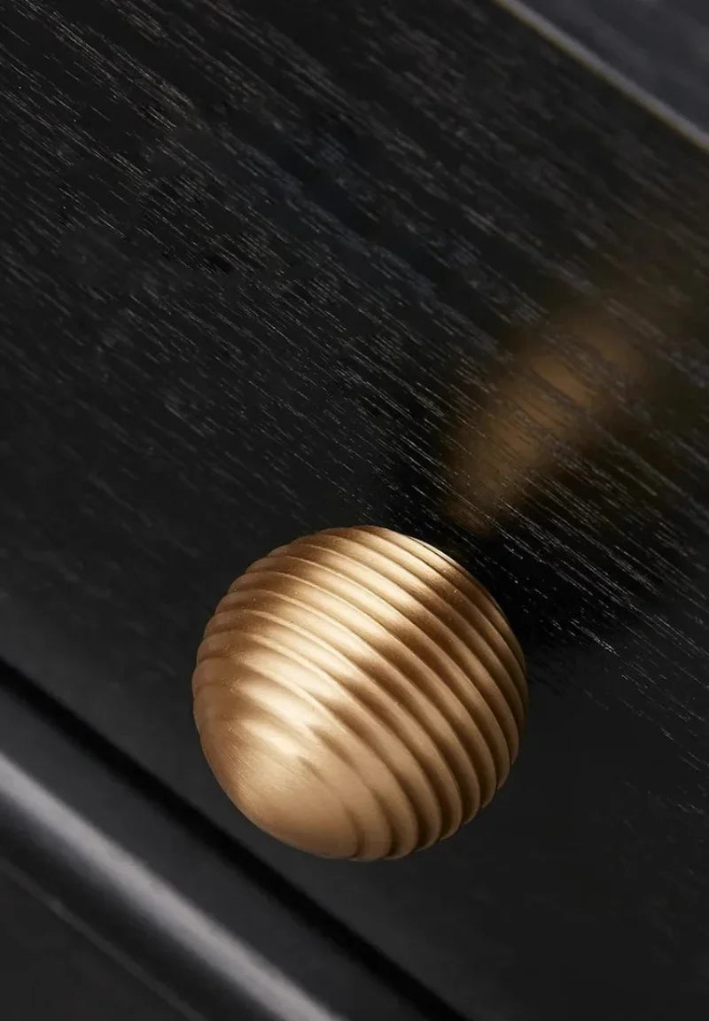 Ribbed Orb Brass Cabinet Knob