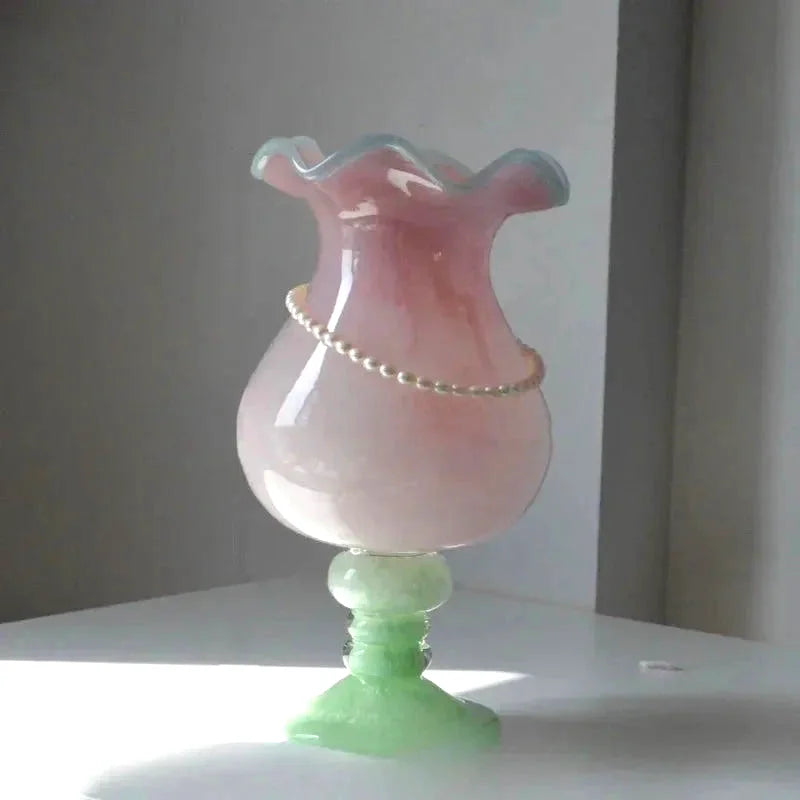 Lily Bloom Pedestal Glass Vase