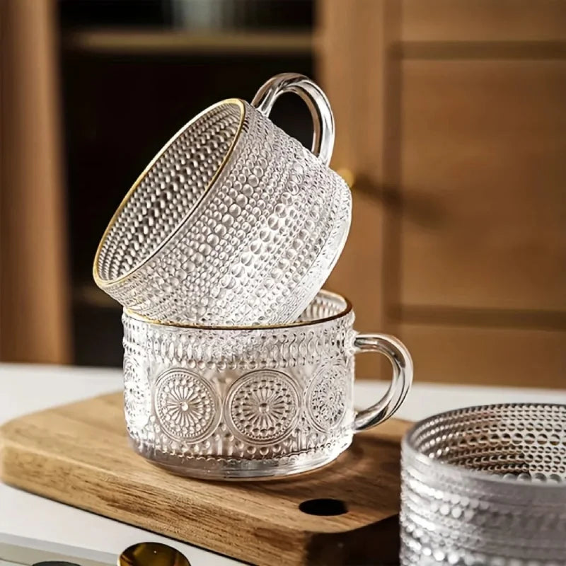 Heritage Embossed Glass Cups (Set of 4)