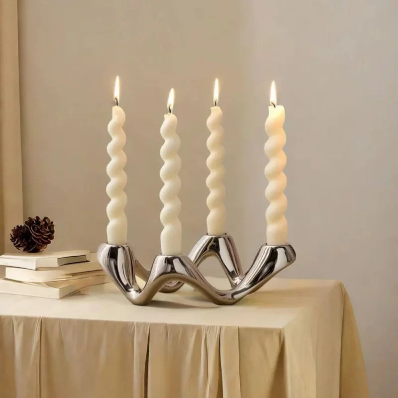 Serpentine Ceramic Candelabra