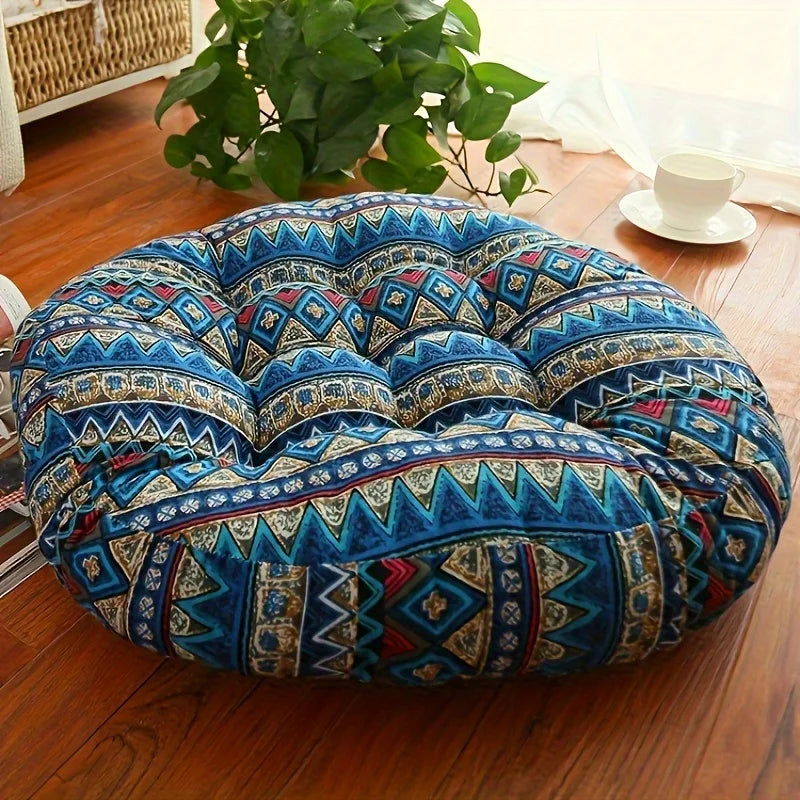 Soluna™ – Boho Floor Cushion Ethnic Blue 22 x 22 inches