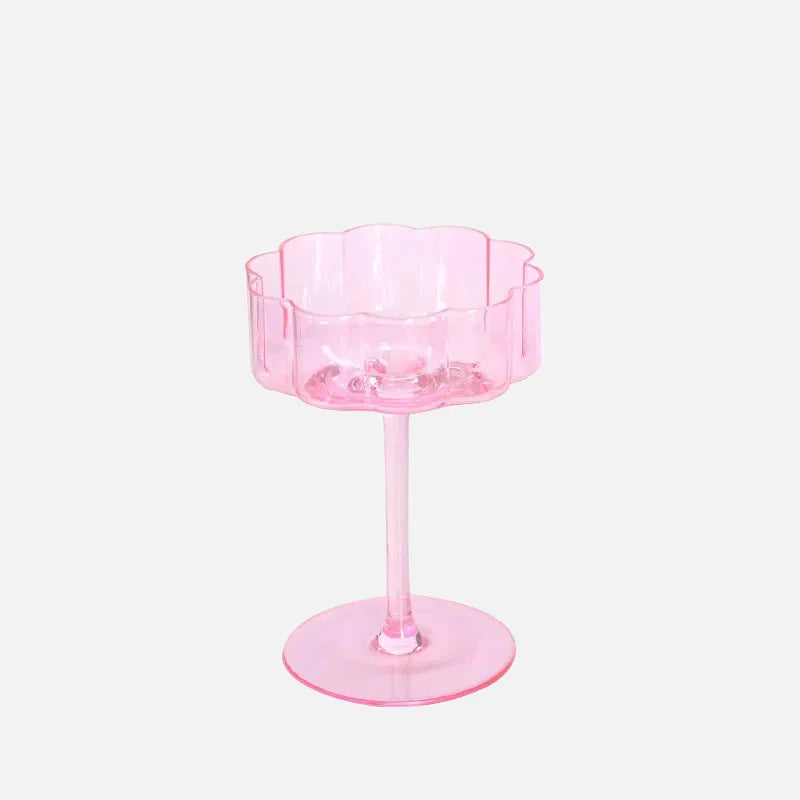 Wave Rim Glass Collection Pink Cocktail Glass
