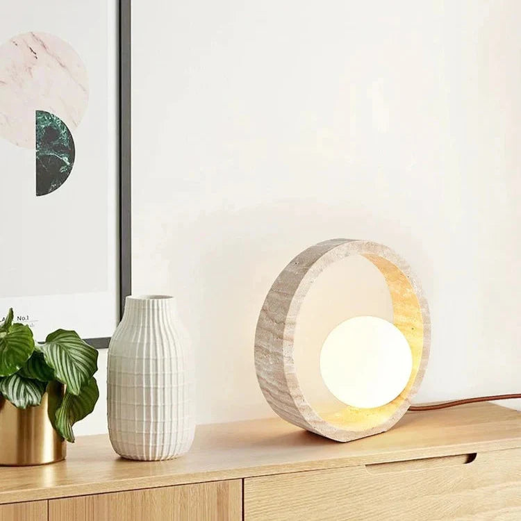 Sculptural Faux Travertine Lamp