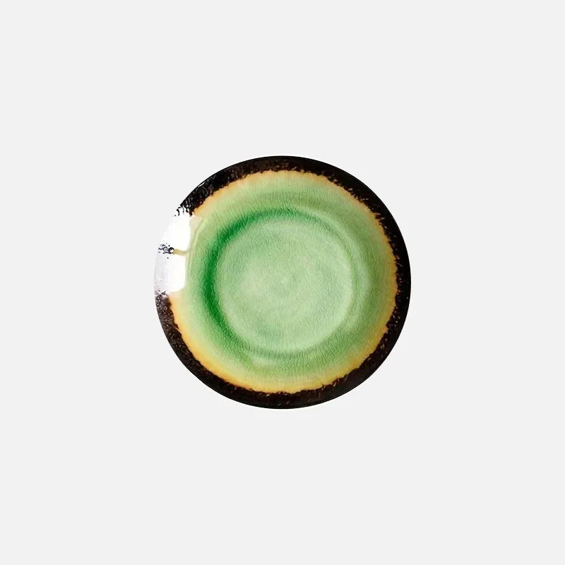 Lava Glaze Ceramic Dinner Plate Green Small