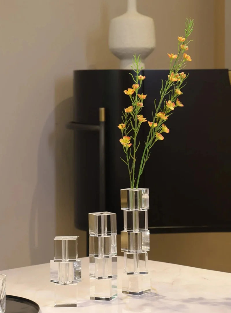 Pixel Block Crystal Glass Vase