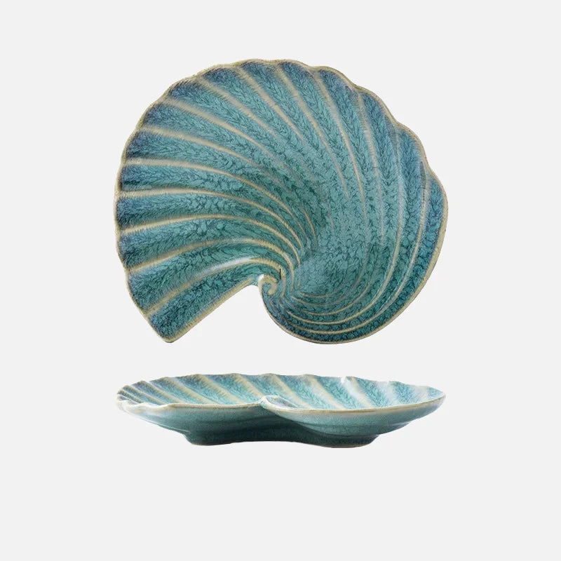 Ocean Whirl Ceramic Plate Aqua