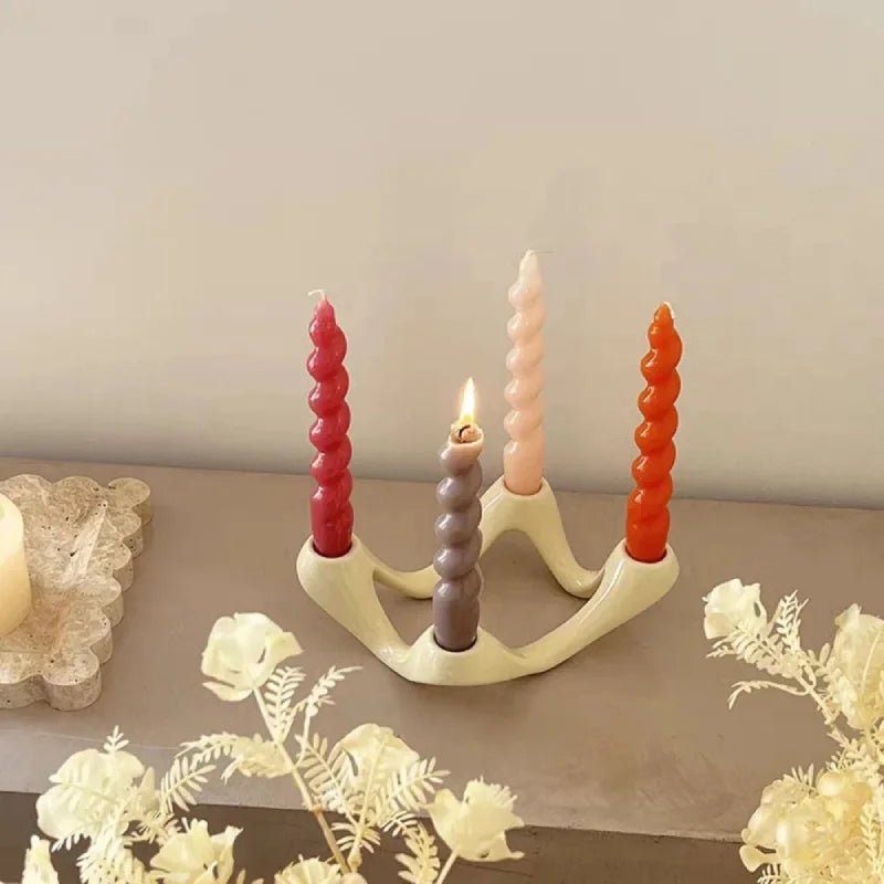 Serpentine Ceramic Candelabra