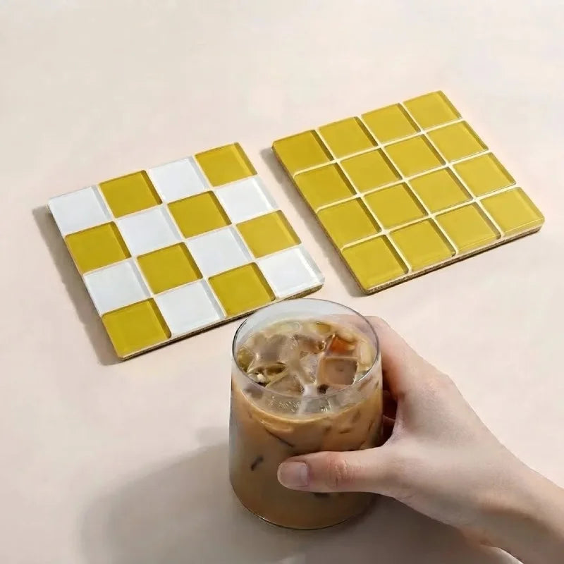 Checker Tile Coaster Set