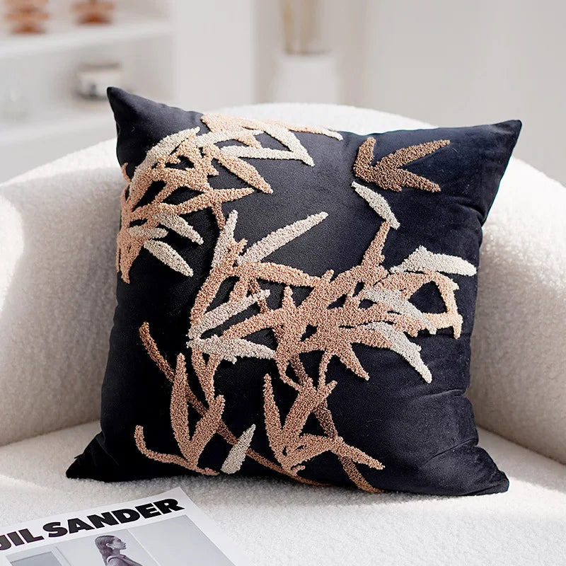 Savanna Trace Pillow Cover Dark Leaves