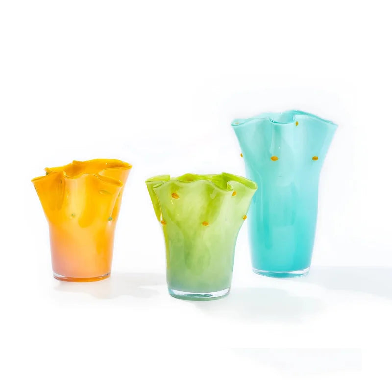 Taffy Wave Glass Flower Vase