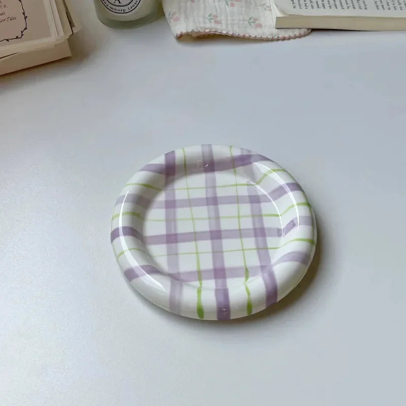 Gridline Ceramic Plates Small Purple