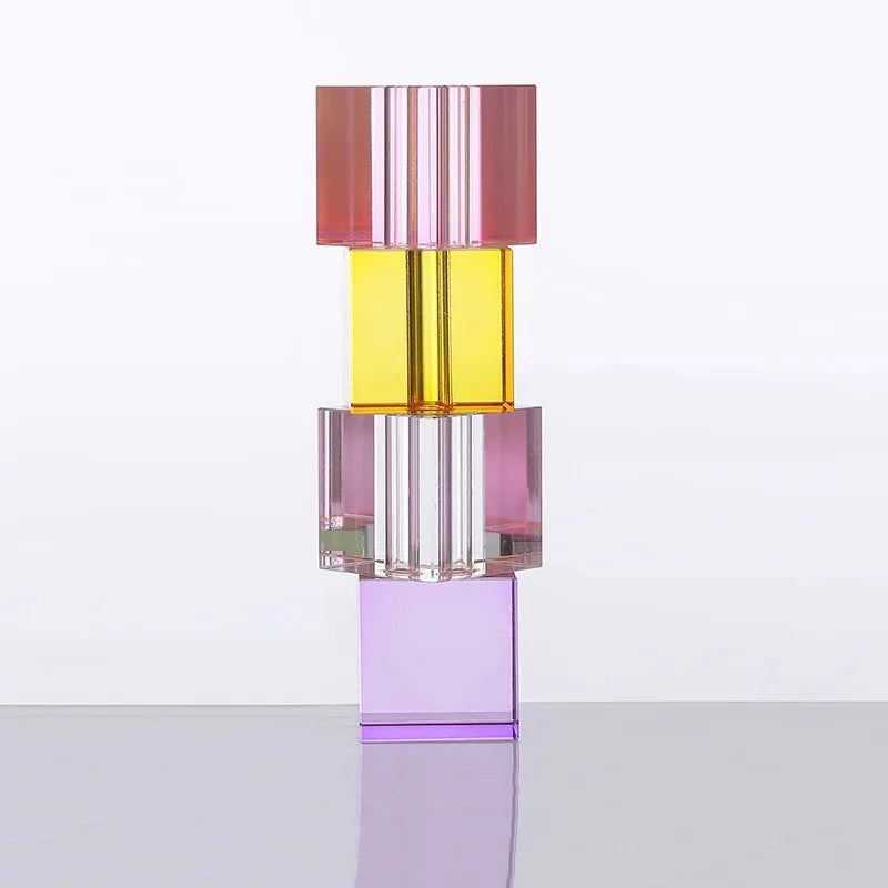 Pixel Block Crystal Glass Vase Medium Colored