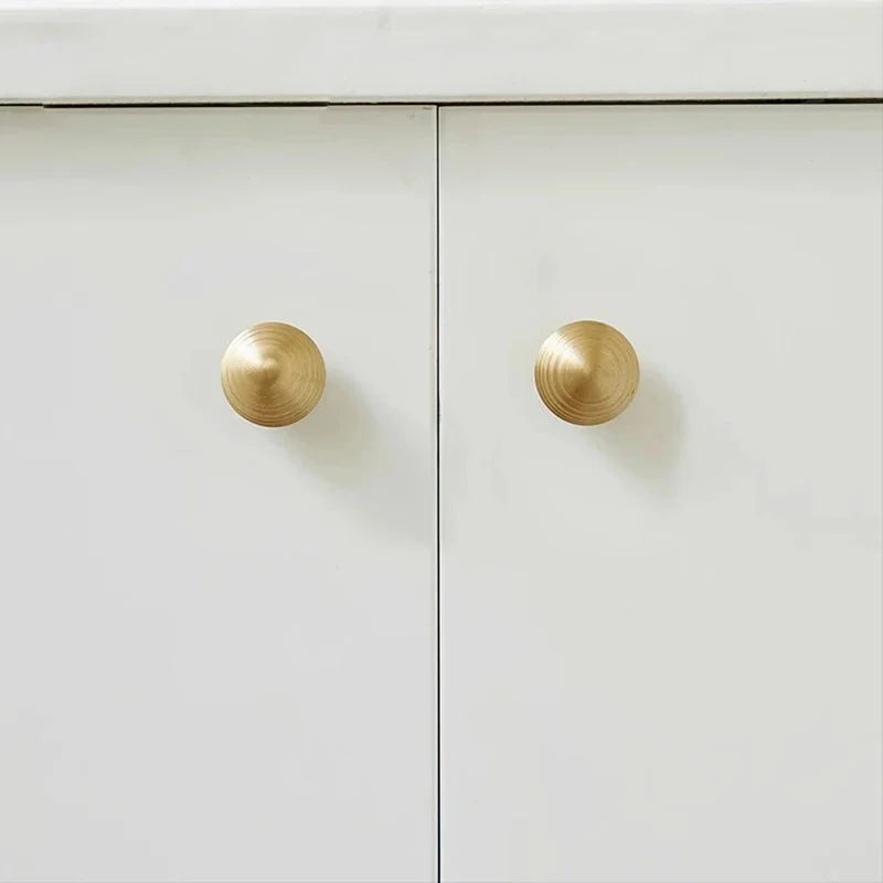 Ribbed Orb Brass Cabinet Knob