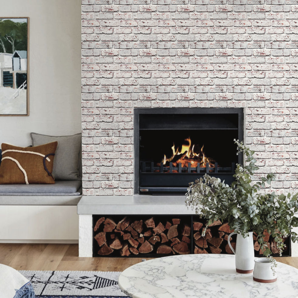 Faux Brick Wall Panel White