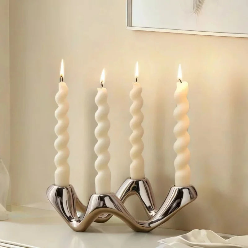Serpentine Ceramic Candelabra