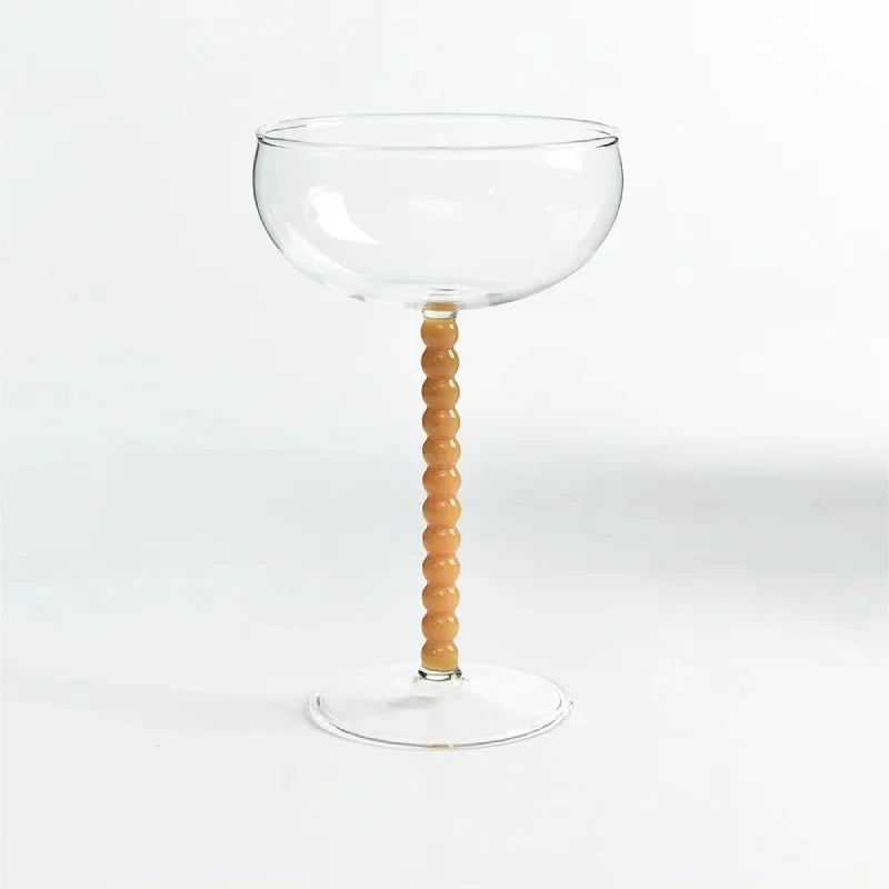 Gilded Era Beaded Coupe Glass Orange