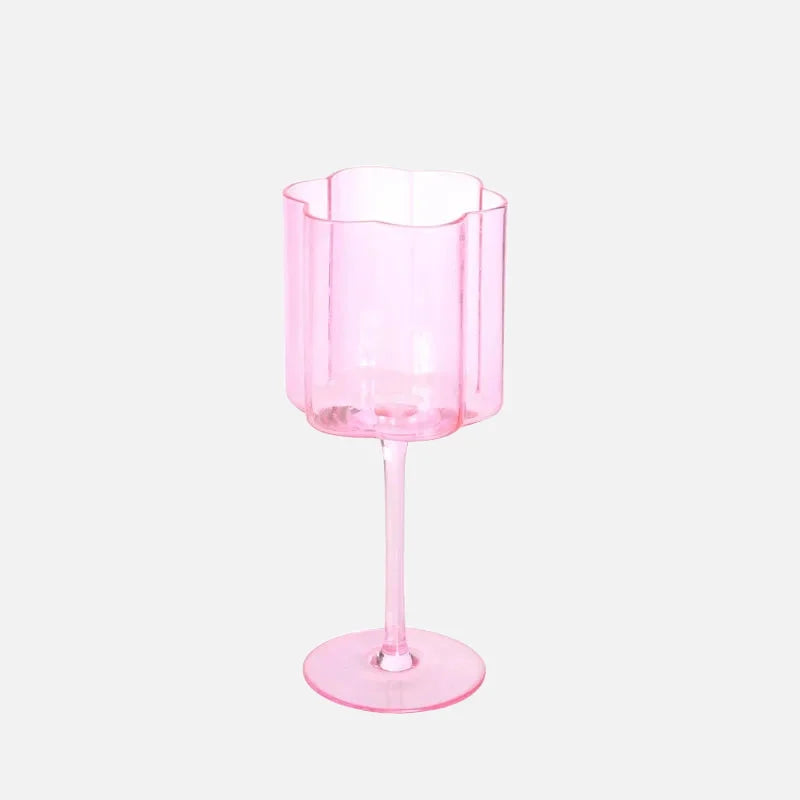 Wave Rim Glass Collection Pink Wine Glass
