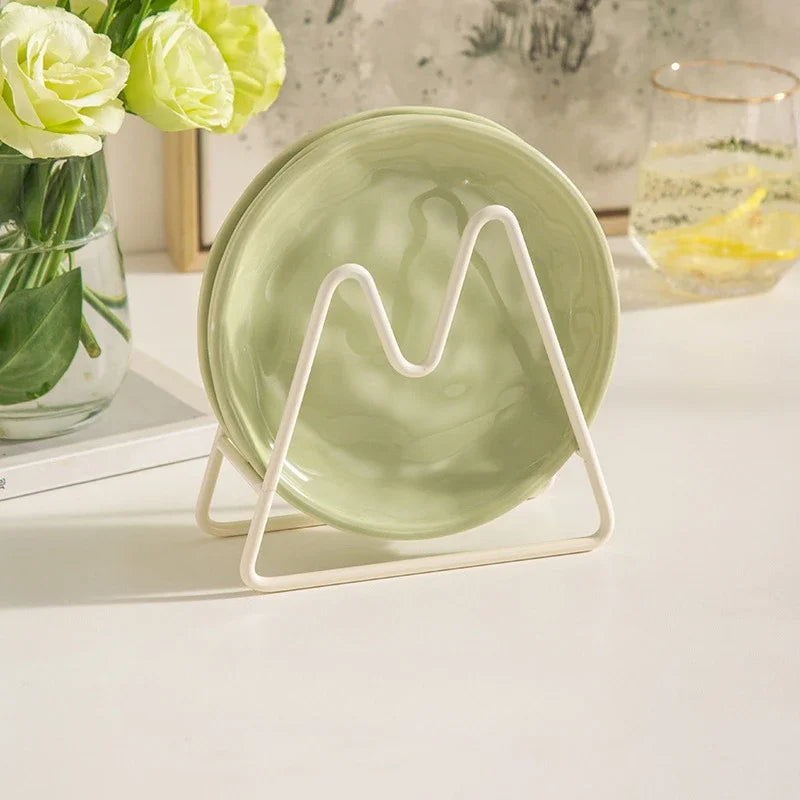 Luna Creme Pastel Dishes 4 pcs Green With rack