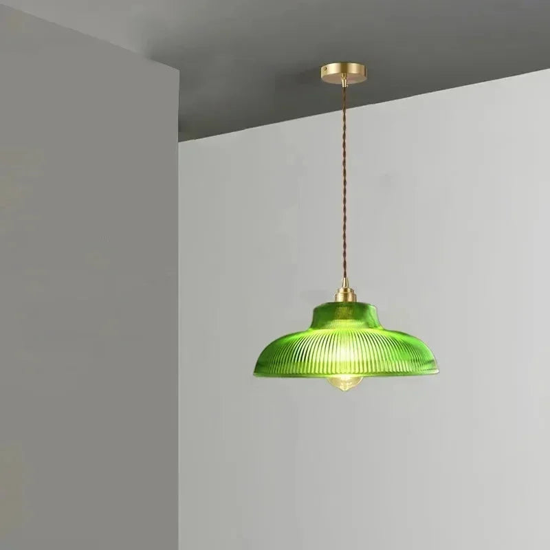 Linden Glow Ribbed Pendant Light Green