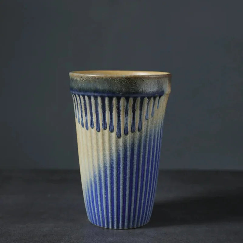 Drip Glaze Ceramic Coffee Cup Creamy Blue Drip