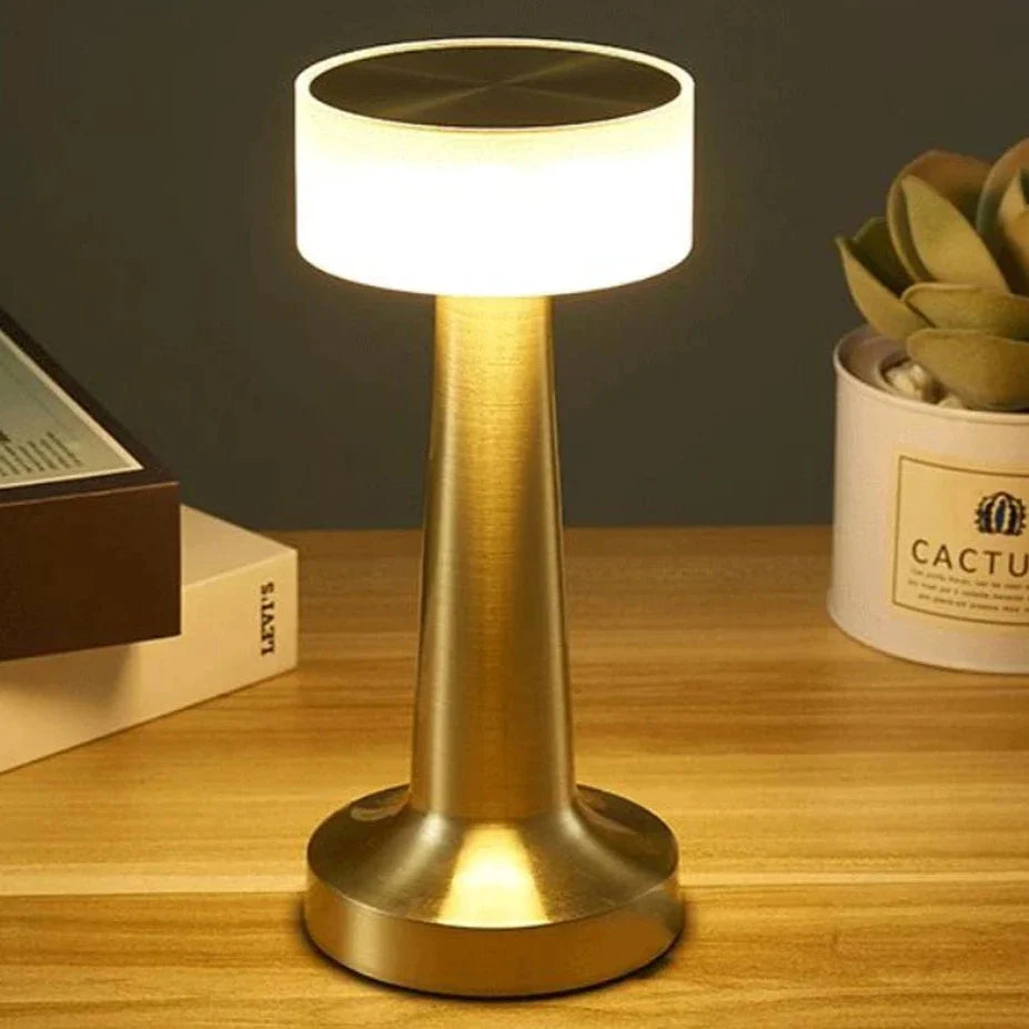 Chrome Table Lamp Gold (Cylinder)