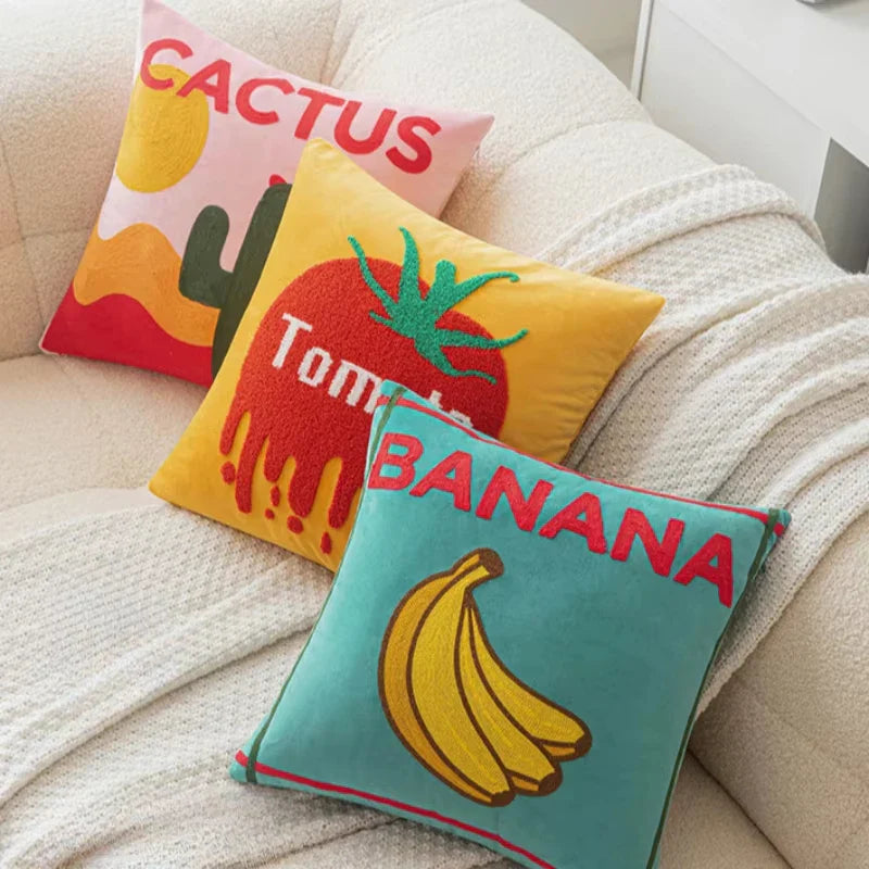 Fruit Pop 3D Cushion Covers 3pc Set (Cactus Tomato Banana)
