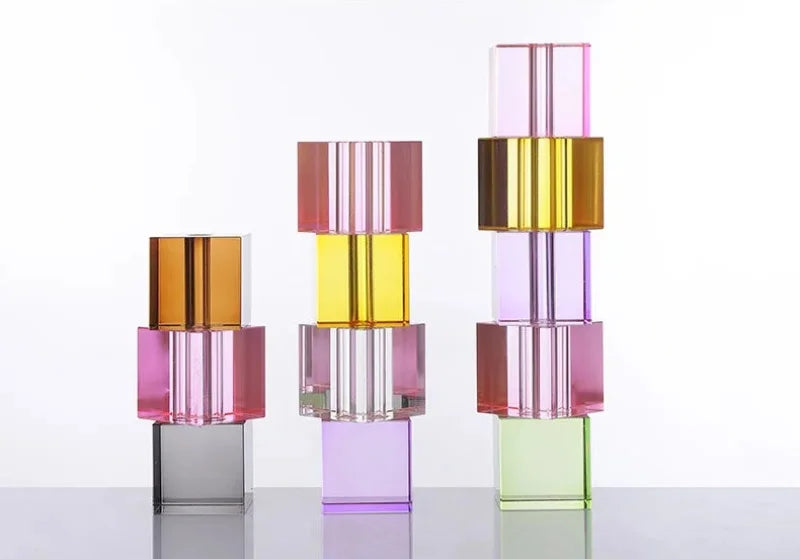Pixel Block Crystal Glass Vase