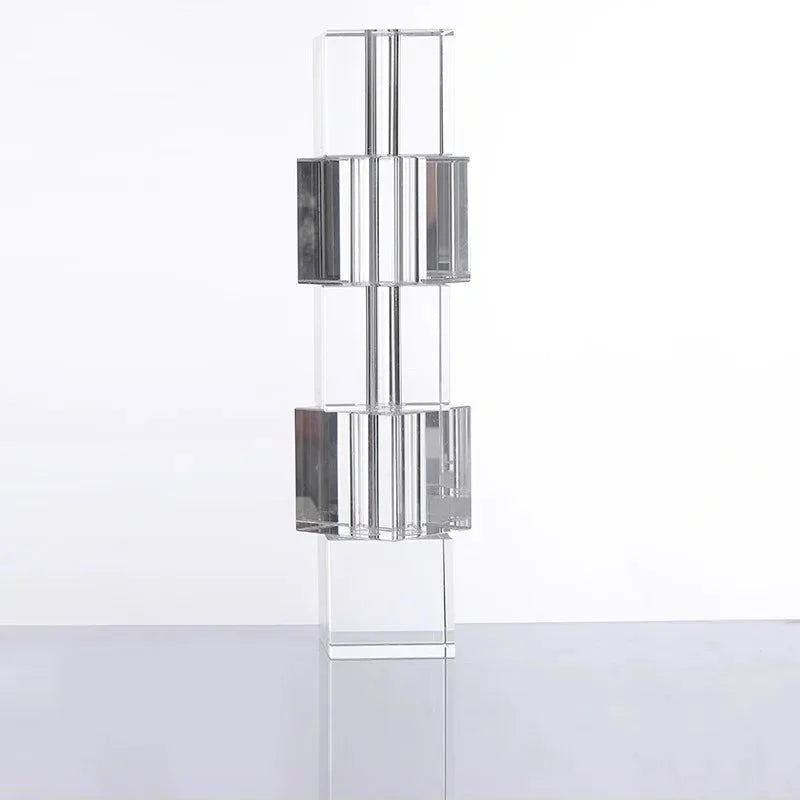Pixel Block Crystal Glass Vase Tall Clear