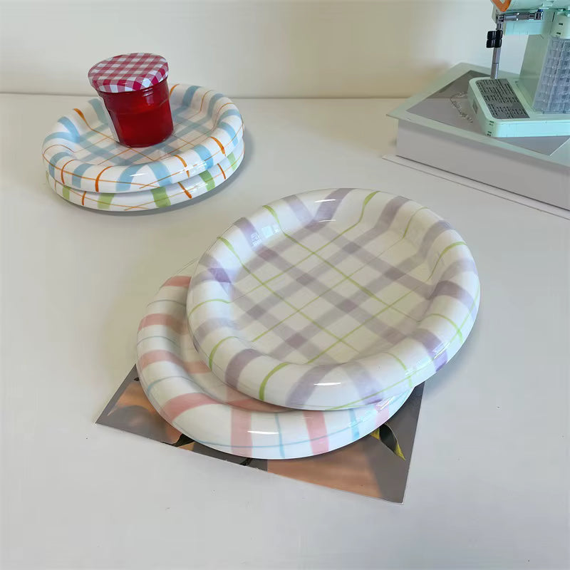 Gridline Ceramic Plates