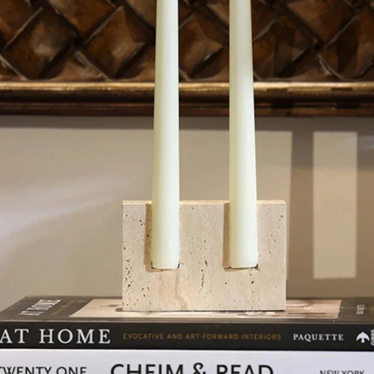 Faux Travertine Candle Holder