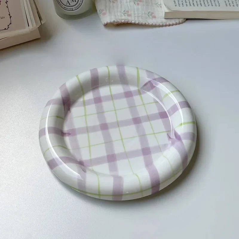 Gridline Ceramic Plates Large Purple