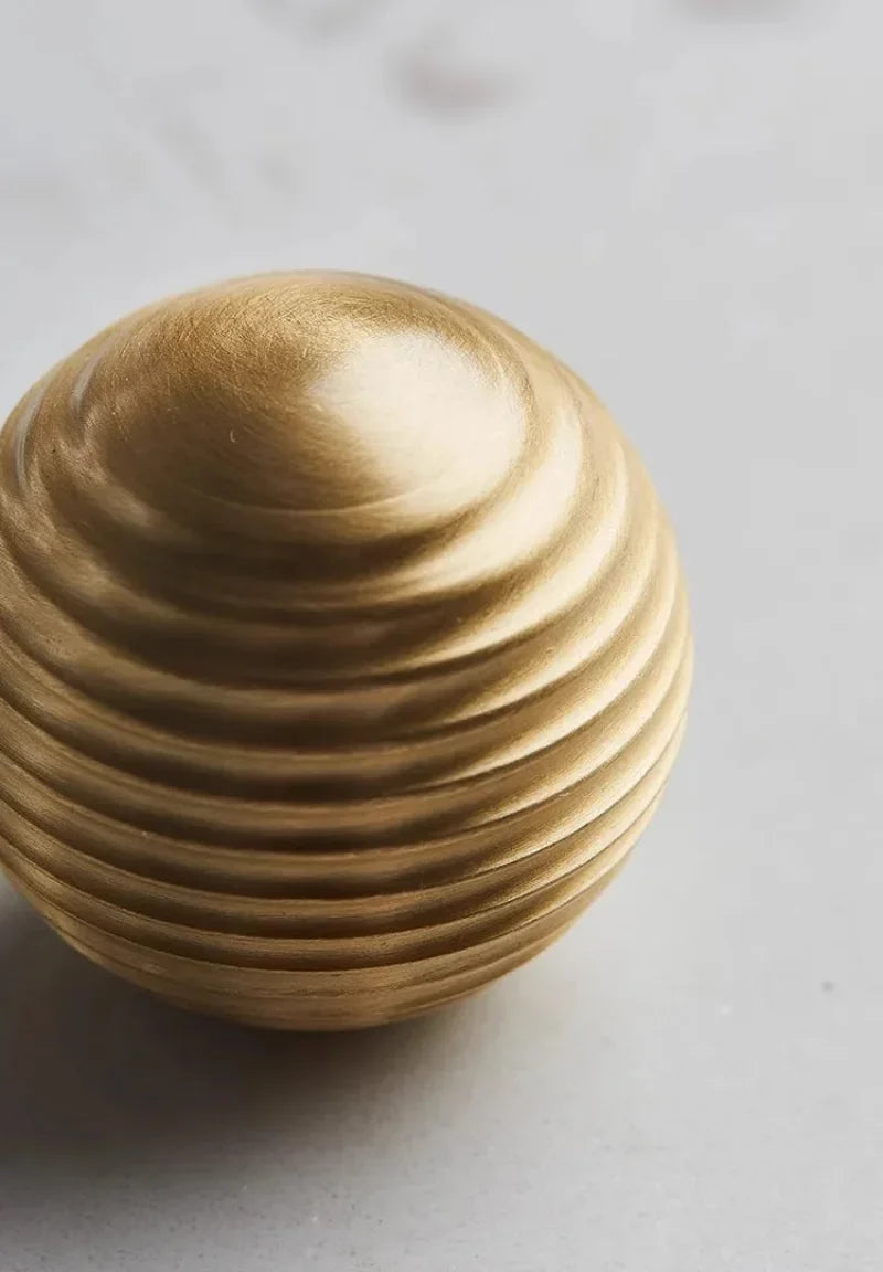 Ribbed Orb Brass Cabinet Knob
