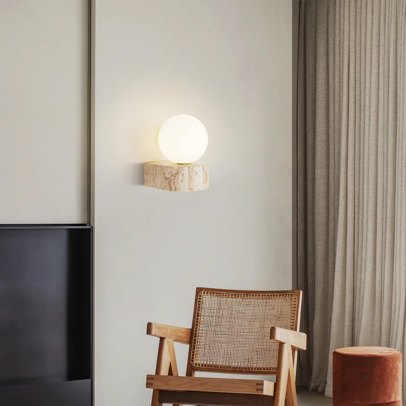 Faux Travertine Globe Wall Light