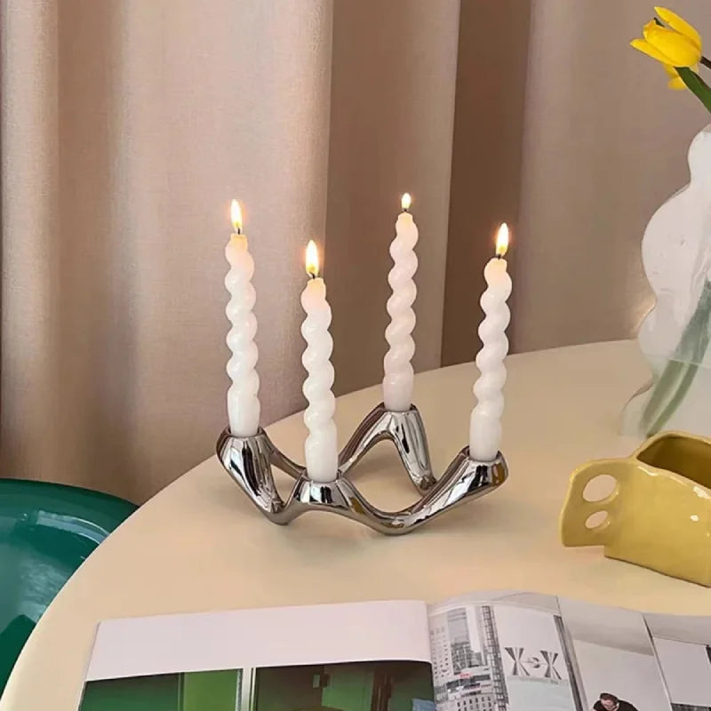 Serpentine Ceramic Candelabra