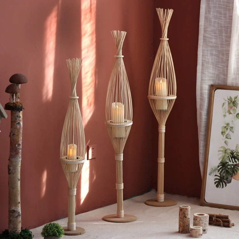 Woven LED Candlestick Lanterns