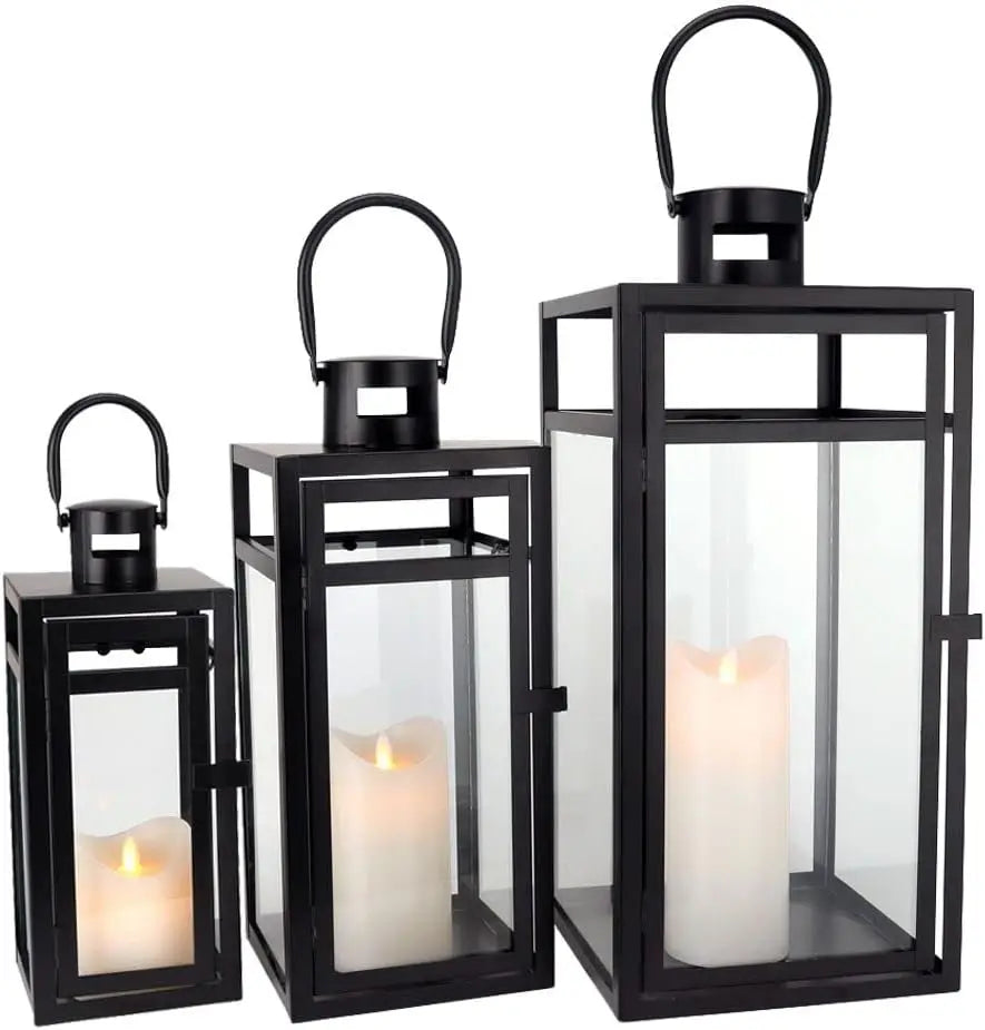 Candle Lanterns 3-Piece Set Black