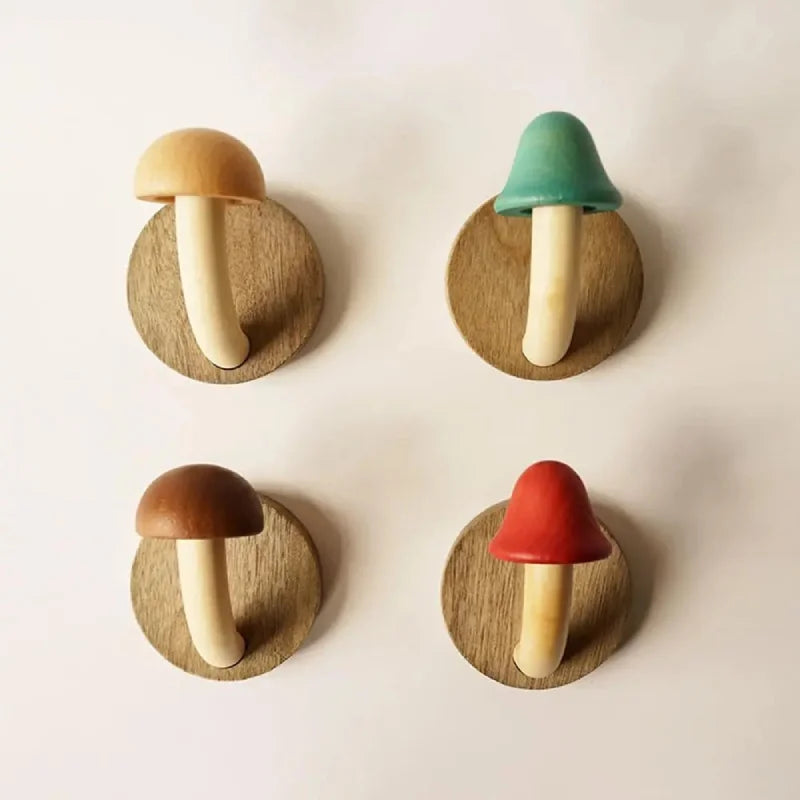 Mushroom Grove Wall Hooks – Set of 4 With Adhesive