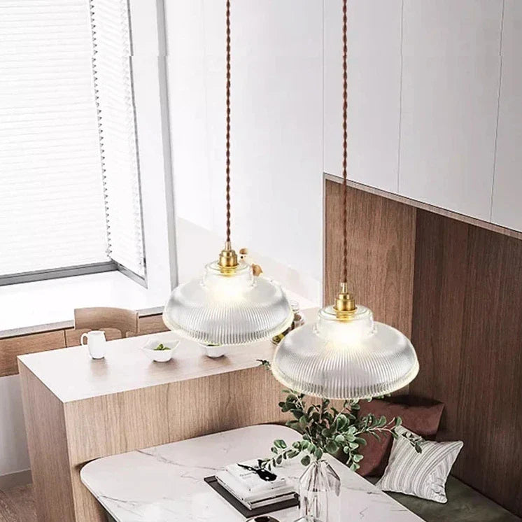 Linden Glow Ribbed Pendant Light