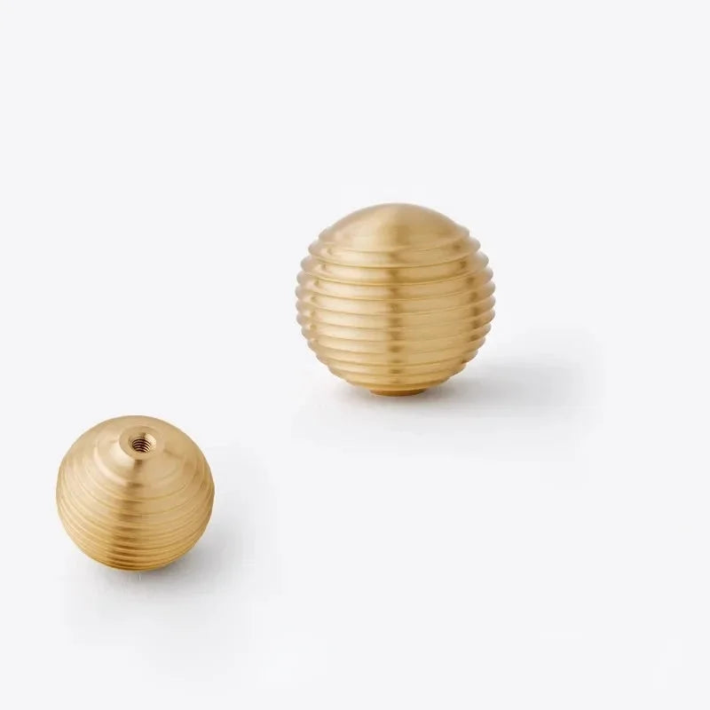 Ribbed Orb Brass Cabinet Knob