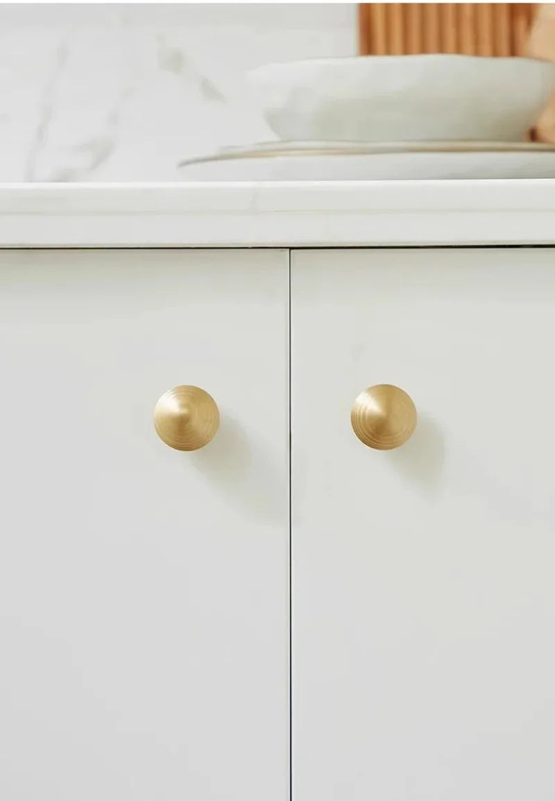 Ribbed Orb Brass Cabinet Knob