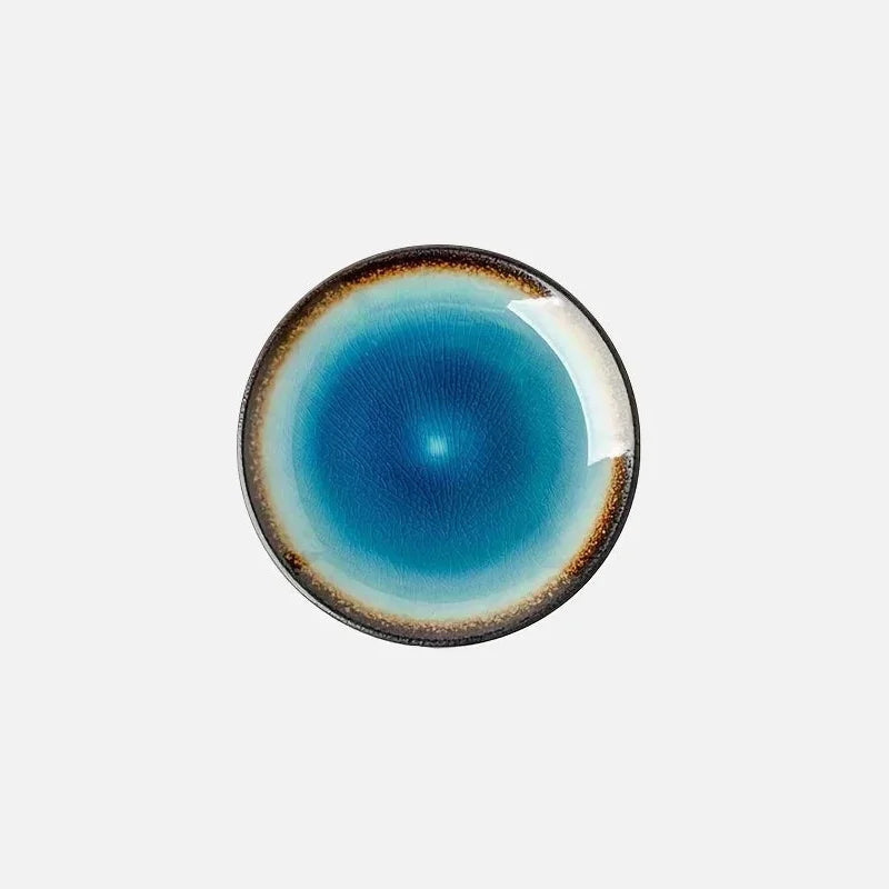 Lava Glaze Ceramic Dinner Plate Blue Large