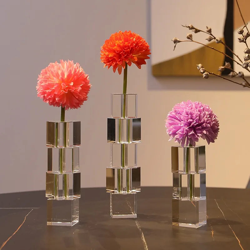 Pixel Block Crystal Glass Vase